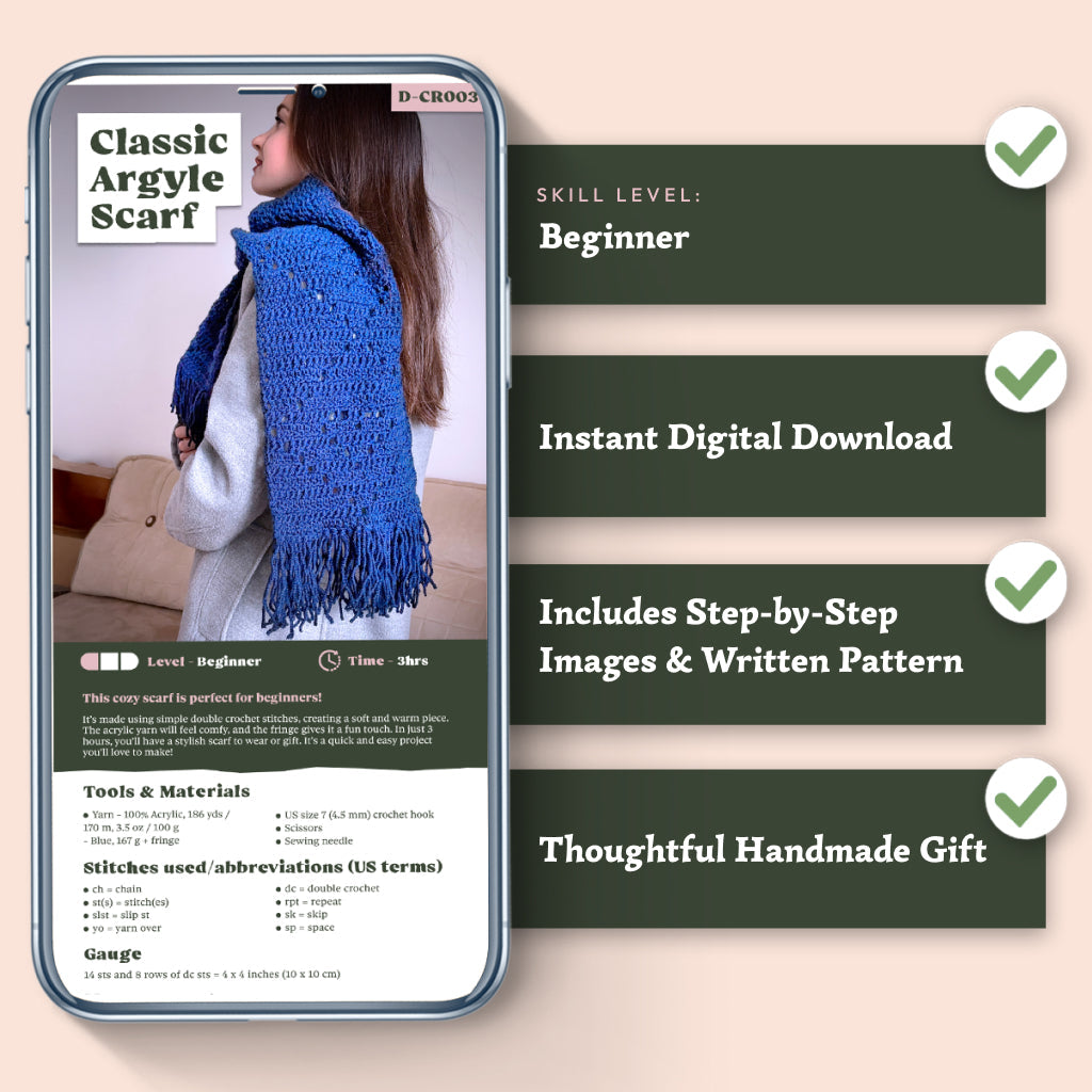 Classic Argyle Scarf Crochet Pattern