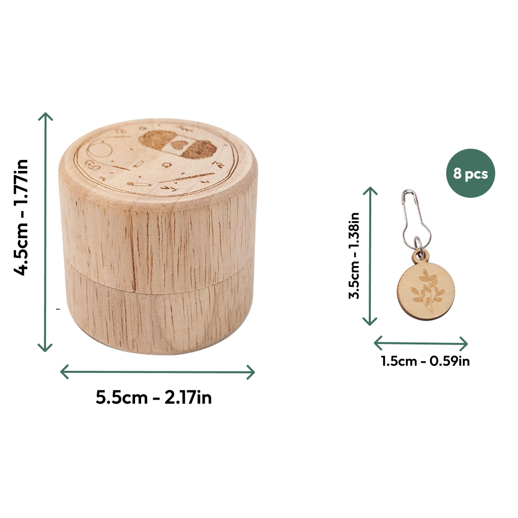 Wooden Flower Stitch Markers with Storage Box 8Pcs