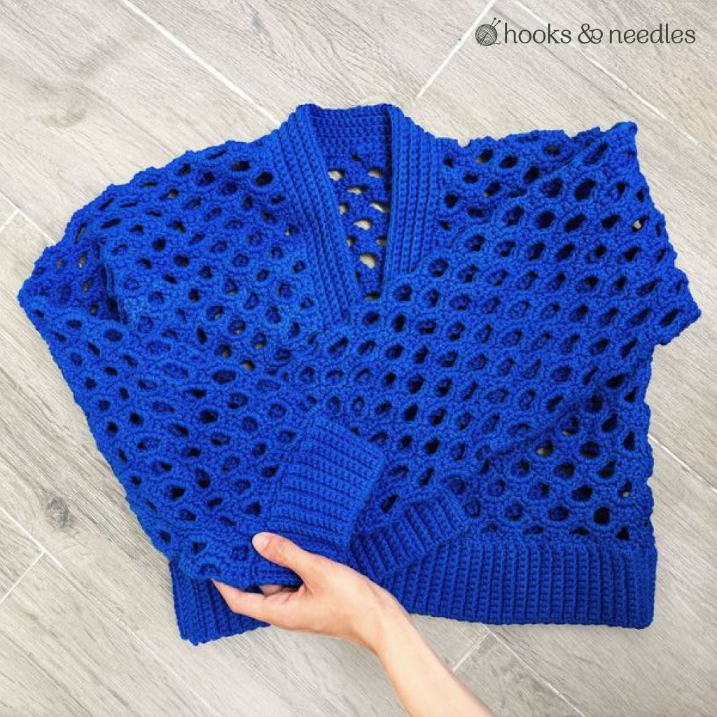 Honeycomb Stitch Cardigan Crochet Pattern