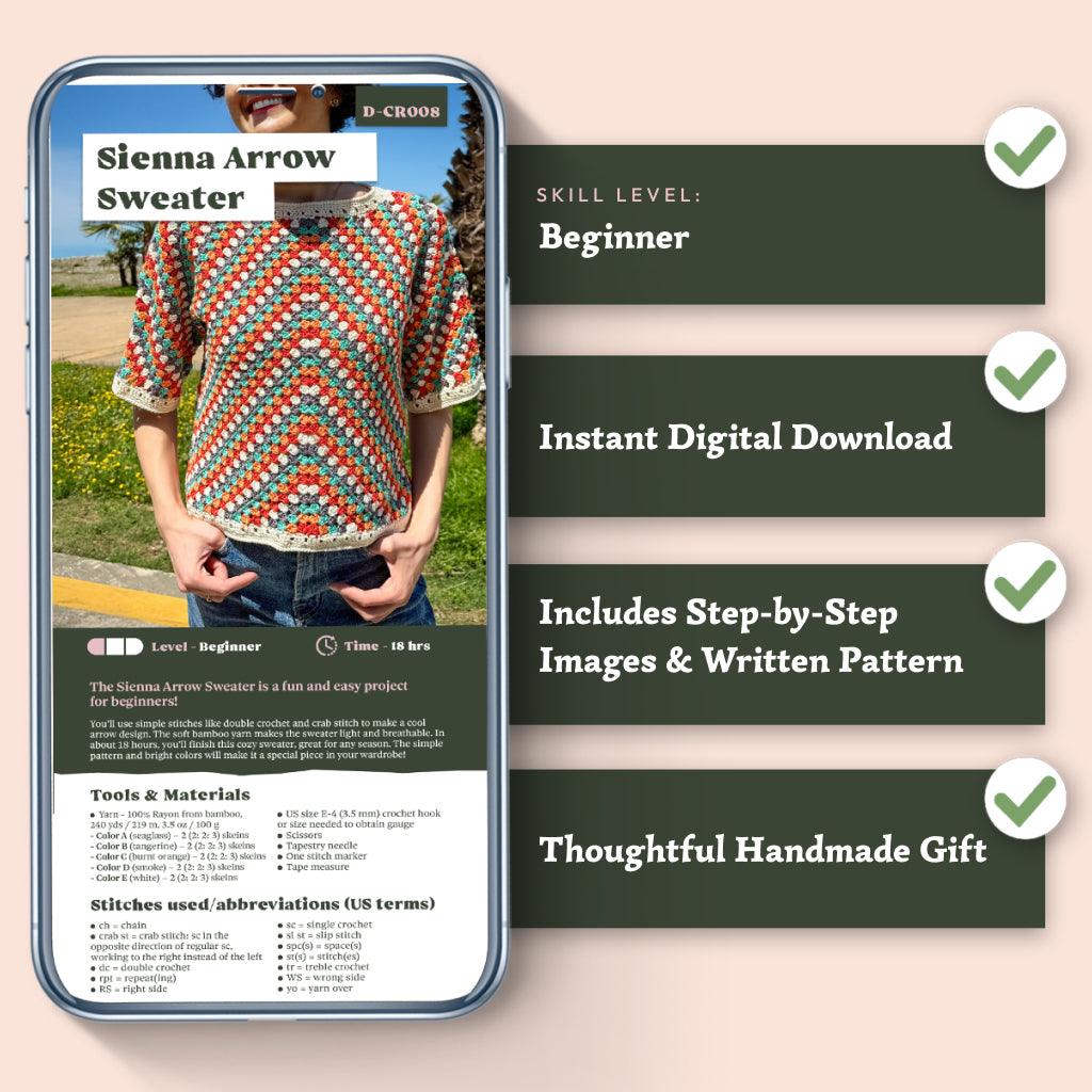 Sienna Arrow Sweater Crochet Pattern