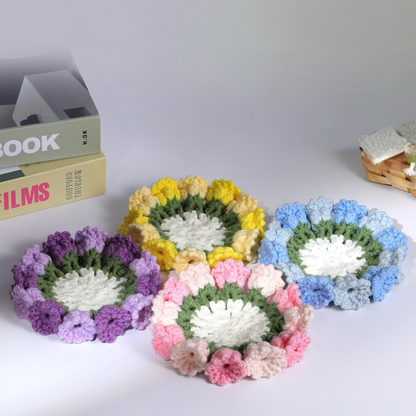 Crochet Flower Coaster Kit 4pcs
