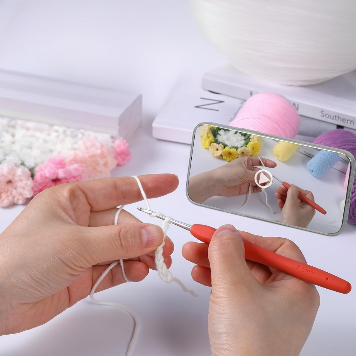 Crochet Flower Coaster Kit 4pcs