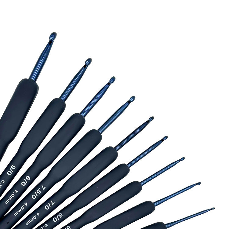 9 Pcs Blue Crochet Hook Set with Soft Handle