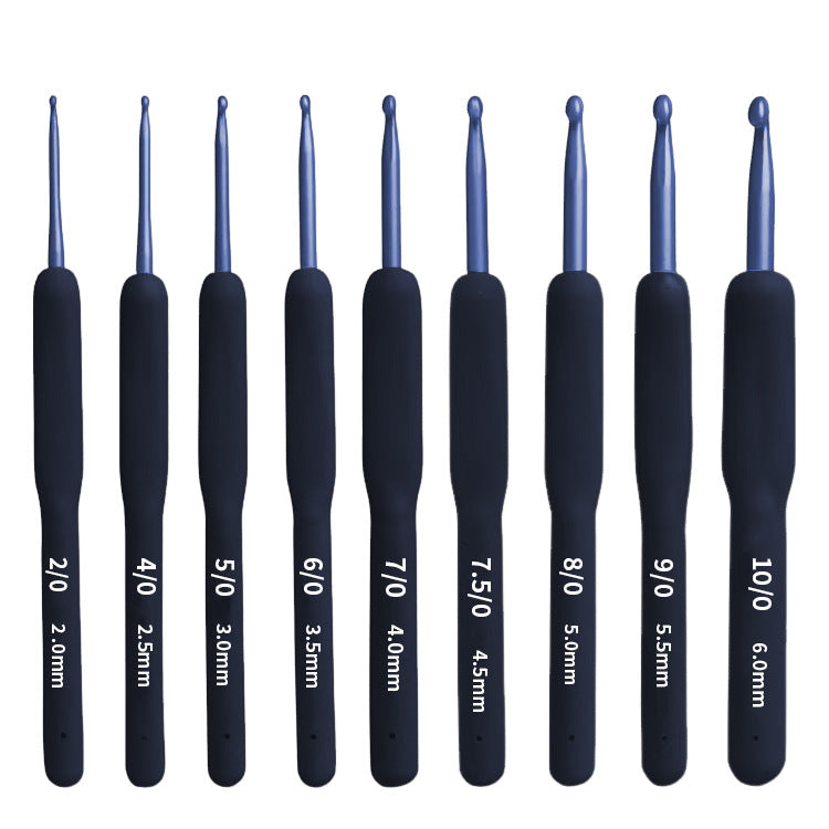 9 Pcs Blue Crochet Hook Set with Soft Handle