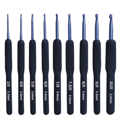 9 Pcs Blue Crochet Hook Set with Soft Handle