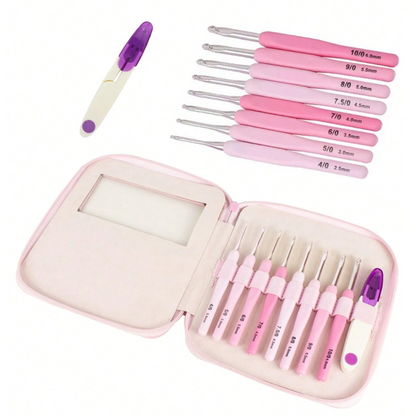 Ergonomic Crochet Hook Set 9 Pcs with Case