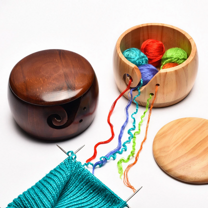 Wooden Yarn Bowl With Lid