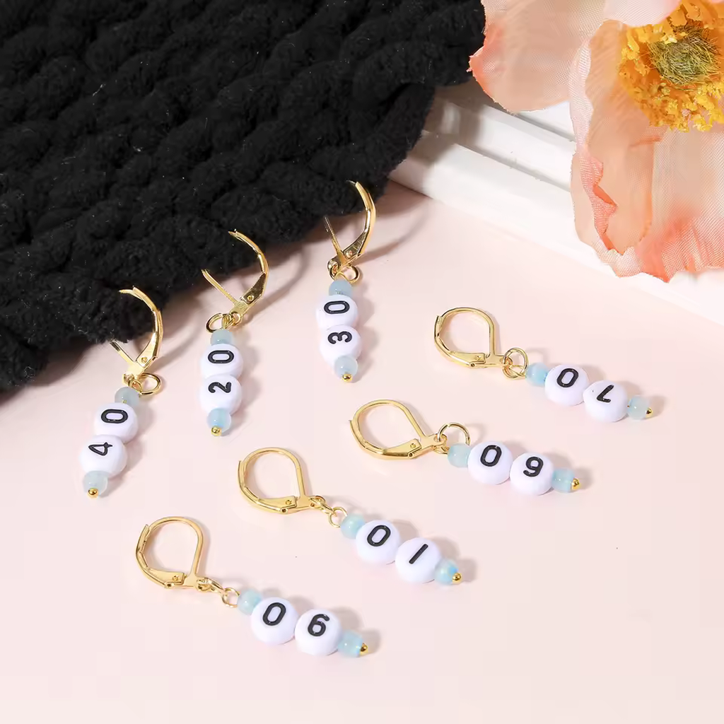 Acrylic Numbered (10-90) Stitch Marker Set 9Pcs