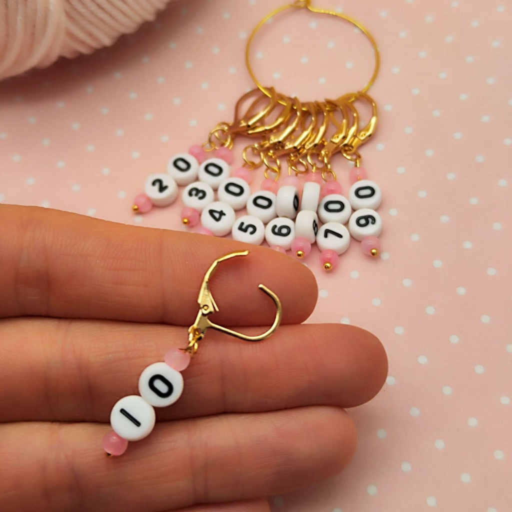 Acrylic Numbered (10-90) Stitch Marker Set 9Pcs