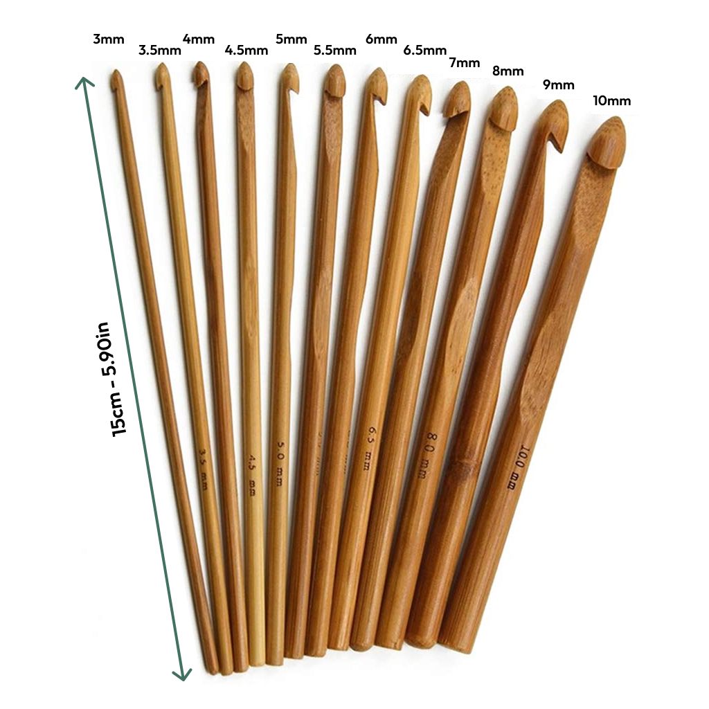 Bamboo Crochet Hooks 12 Pcs