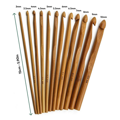 Bamboo Crochet Hooks 12 Pcs