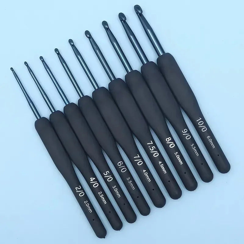 9 Pcs Blue Crochet Hook Set with Soft Handle