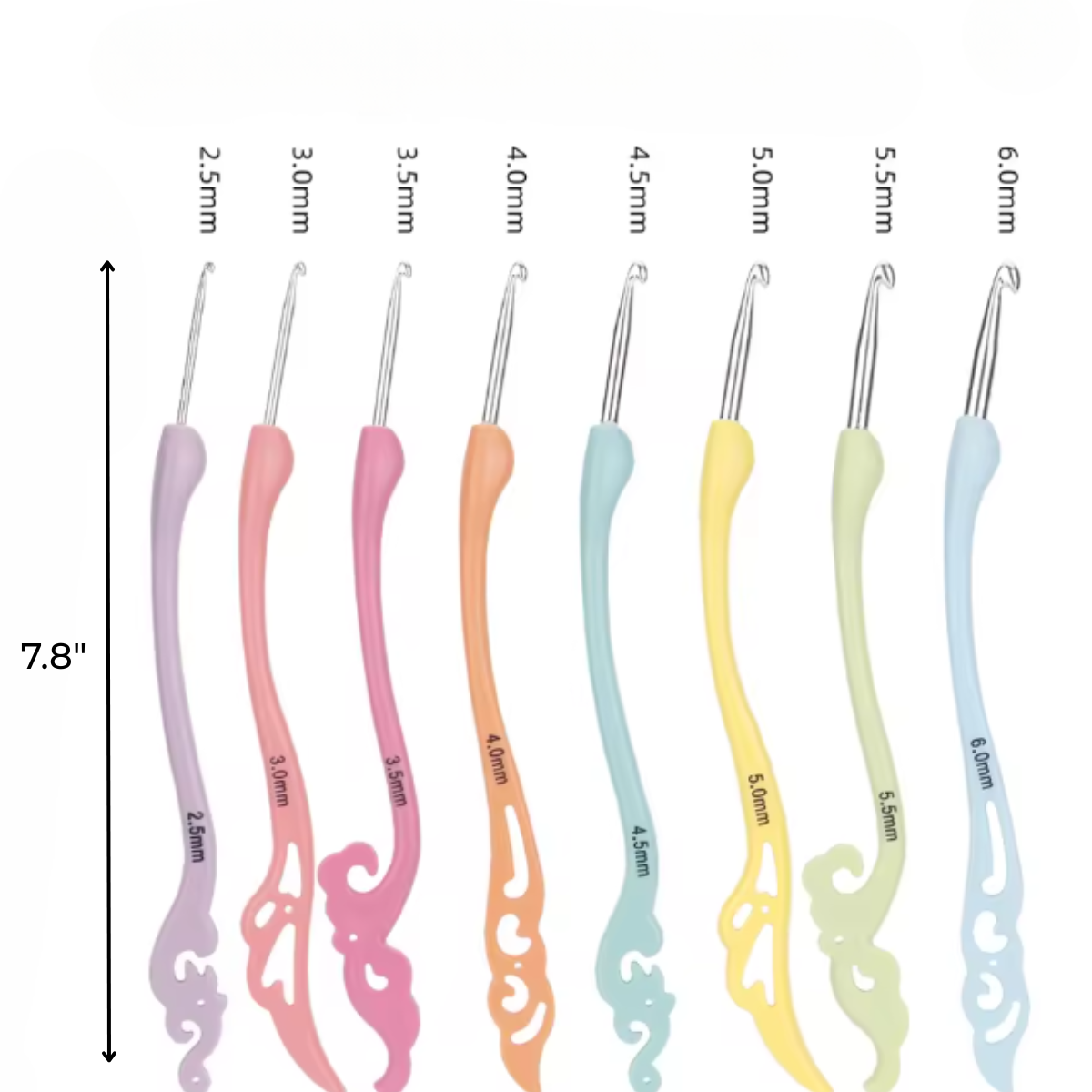 Vintage-Style Crochet Hook Set 8 Pcs with Soft Handle