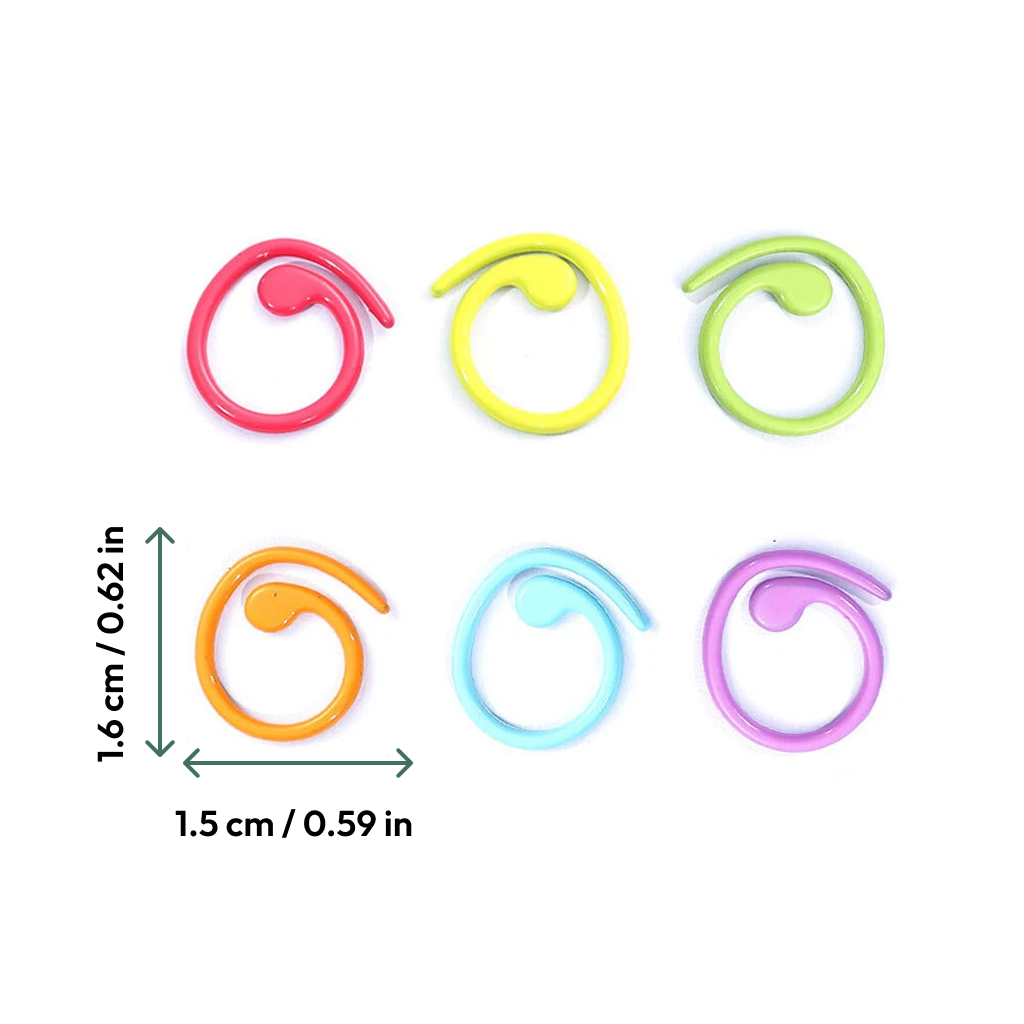 Spiral Multicolor Stitch Markers Set 30pcs