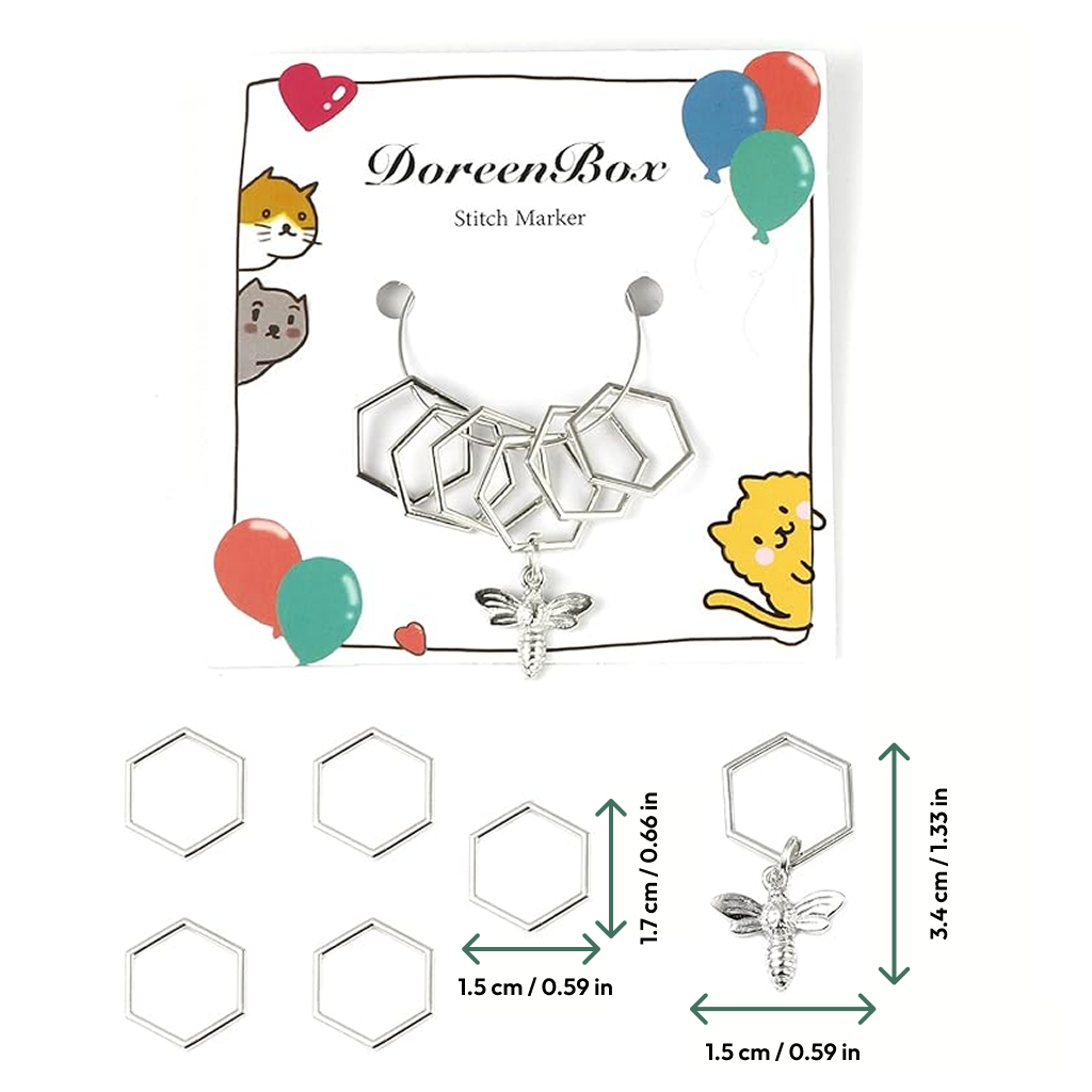 Hexagon Bee Stitch Marker Set 6Pcs