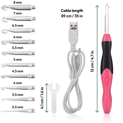 LED Crochet Hooks: 11-in-1 Rechargeable